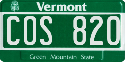VT license plate COS820