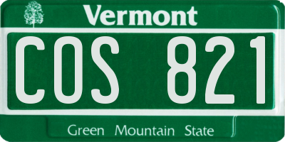 VT license plate COS821