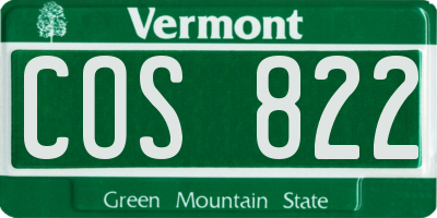 VT license plate COS822