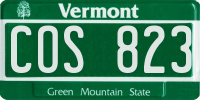 VT license plate COS823