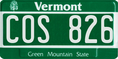 VT license plate COS826