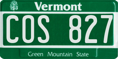 VT license plate COS827
