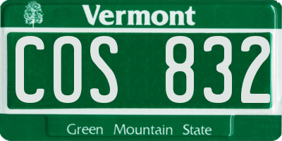 VT license plate COS832