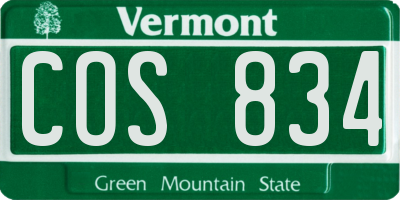 VT license plate COS834