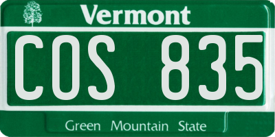 VT license plate COS835