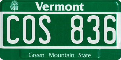 VT license plate COS836