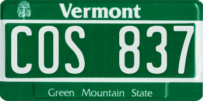 VT license plate COS837