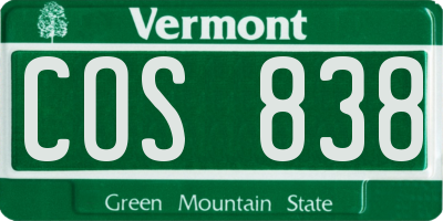 VT license plate COS838