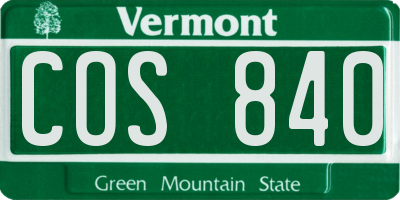 VT license plate COS840