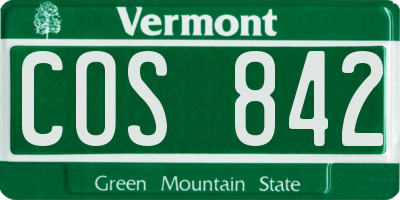 VT license plate COS842