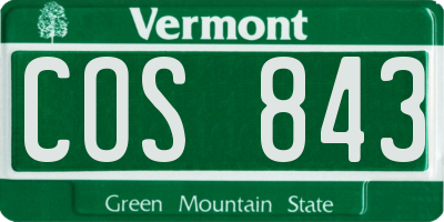 VT license plate COS843