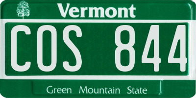VT license plate COS844
