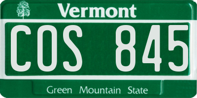 VT license plate COS845