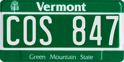 VT license plate COS847