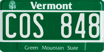 VT license plate COS848