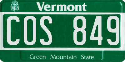 VT license plate COS849