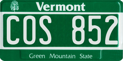 VT license plate COS852