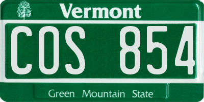 VT license plate COS854