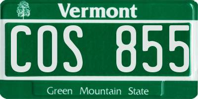 VT license plate COS855