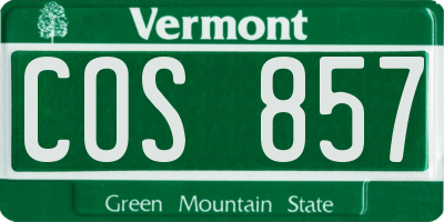 VT license plate COS857
