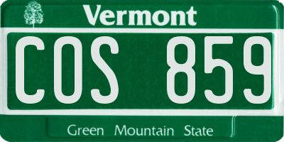 VT license plate COS859