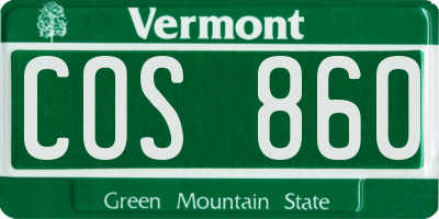 VT license plate COS860