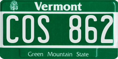 VT license plate COS862