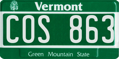VT license plate COS863