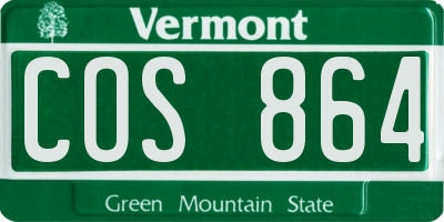 VT license plate COS864