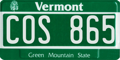 VT license plate COS865