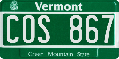 VT license plate COS867