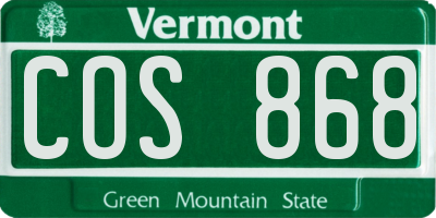 VT license plate COS868