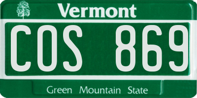 VT license plate COS869