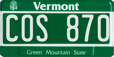 VT license plate COS870
