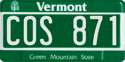 VT license plate COS871