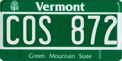 VT license plate COS872