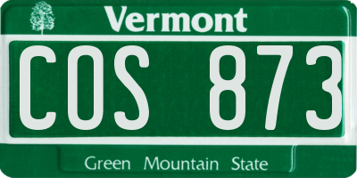 VT license plate COS873