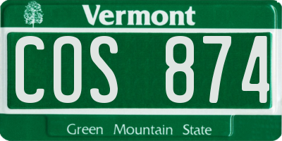 VT license plate COS874