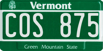 VT license plate COS875