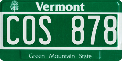 VT license plate COS878