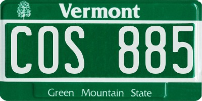 VT license plate COS885
