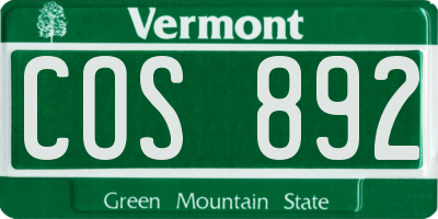 VT license plate COS892