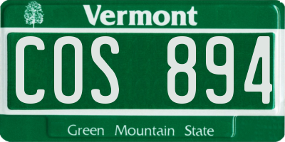 VT license plate COS894