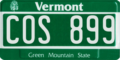 VT license plate COS899