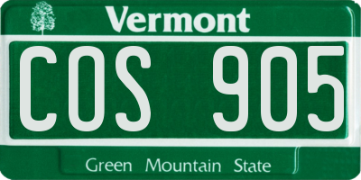 VT license plate COS905