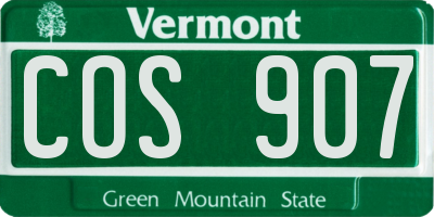 VT license plate COS907