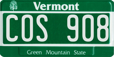 VT license plate COS908