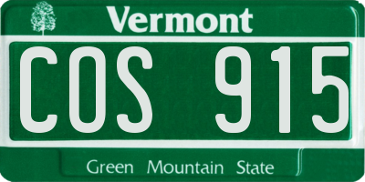 VT license plate COS915
