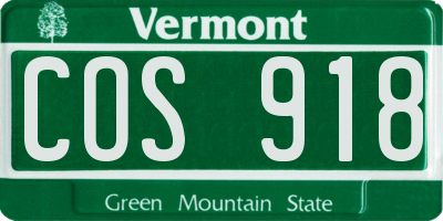 VT license plate COS918