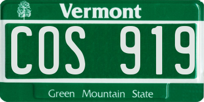 VT license plate COS919